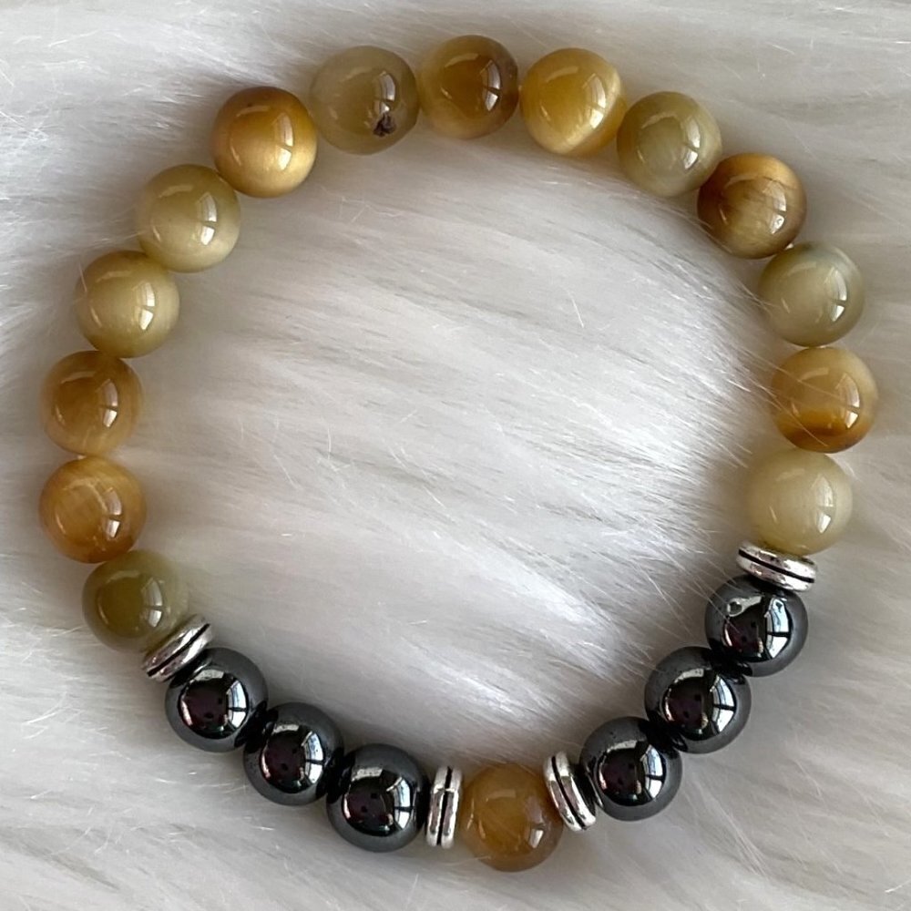 TIGER EYE TAN BRACELET GEM BEAD BRACELT
